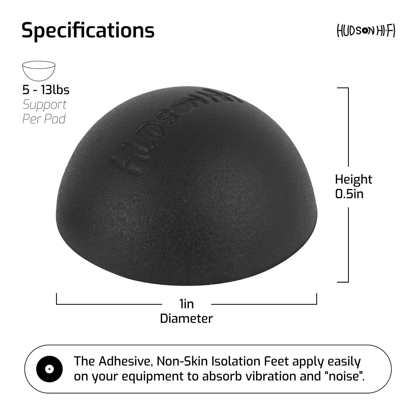 Platinum Silicone Hemisphere Bumper, Non-Skid Isolation Feet w/ Adhesive