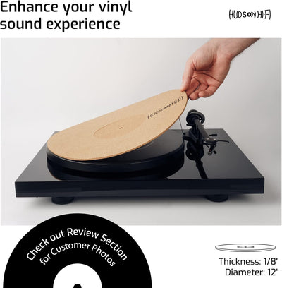 Corkery Recessed Turntable Mat - 1/8" Cork Slipmat for Anti-Static Resonance Control & Enhanced Vinyl Playback