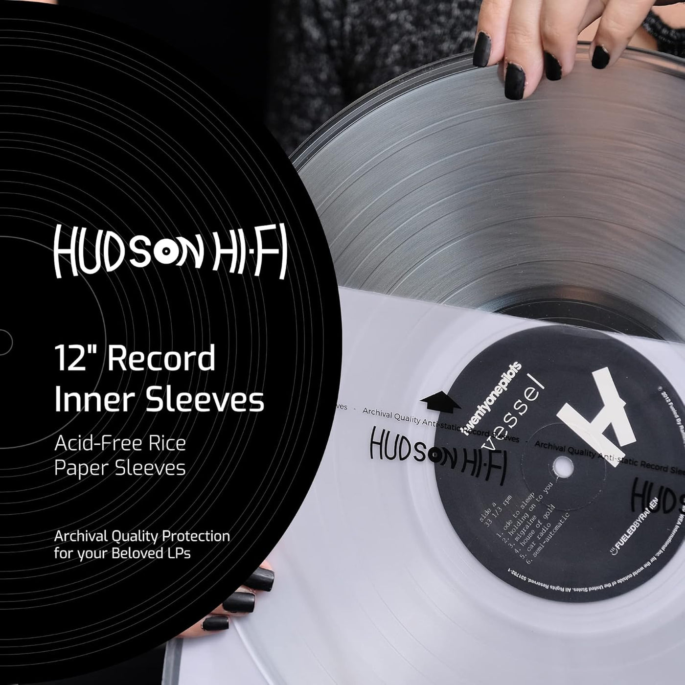 Protect Your Vinyl: 3-Layers HDPE Anti-Static Record Inner Sleeves. High Quality Thick Rice Paper. Durable Clear Disc Sleeves - 12 Inch