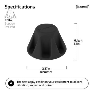 1.5" Non-Slip Rubber Isolation Feet – Anti-Vibration Pads for Turntables & Audio Equipment to Enhance Sound Quality