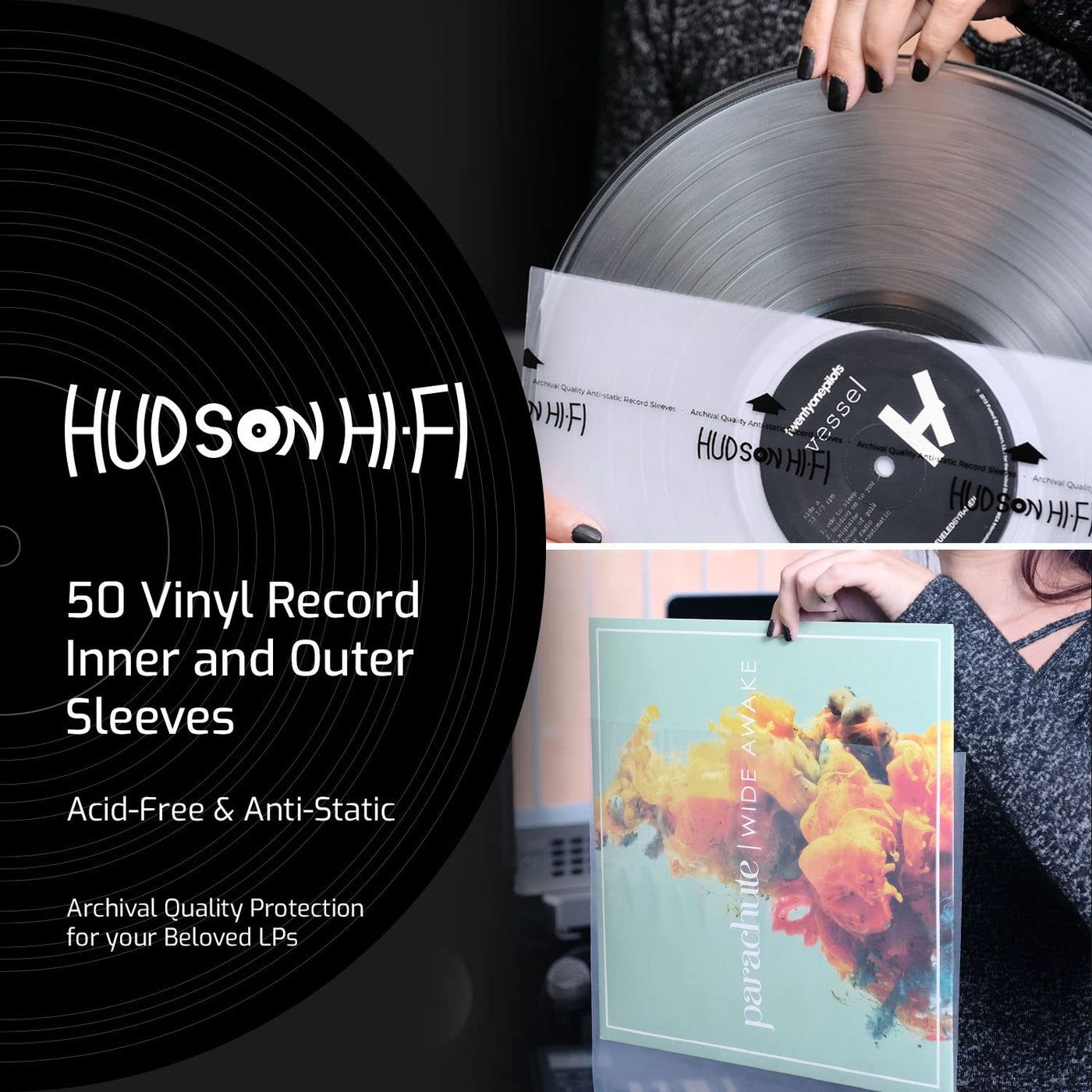 Hudson Hi-Fi Vinyl Record Outer Sleeves Covers - Premium Clear