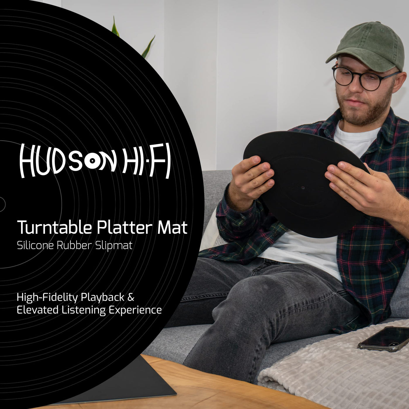 Hudson Hi-Fi Silicone Turntable Platter Mat - 12" Vinyl